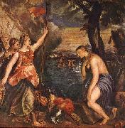 TIZIANO Vecellio Religion Helped by Spain ar Spain oil painting reproduction
